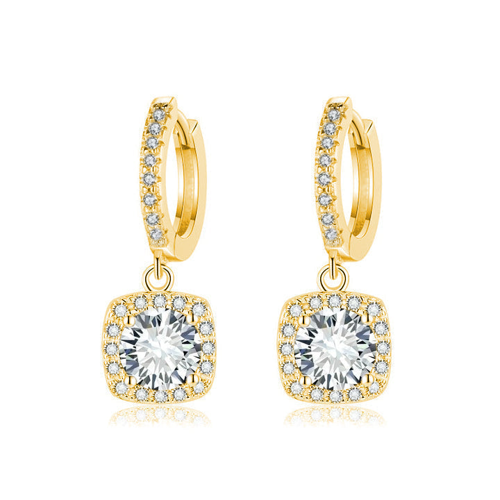 Aretes Colgantes Cuadrados Halo | Oro