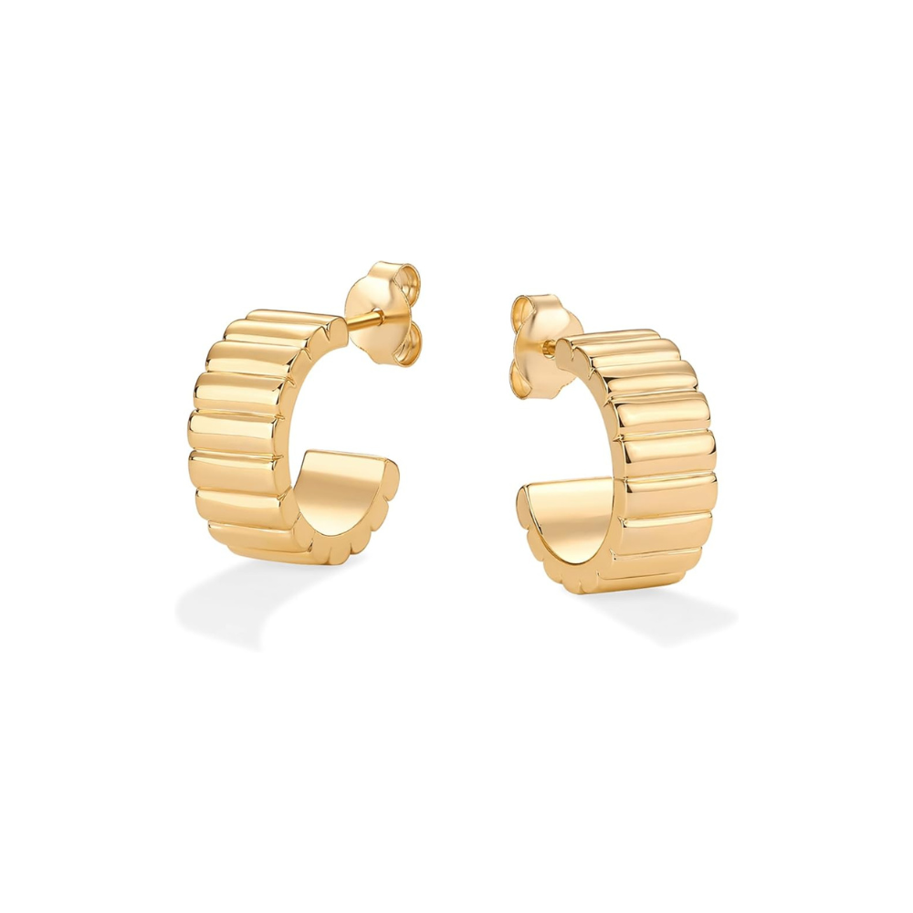 Aretes Clásicos con Relieve | Oro