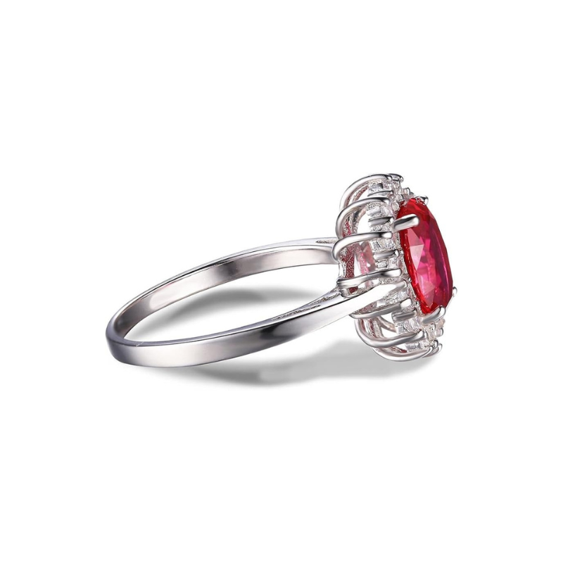 Anillo Clásico Halo Rubí | Oro blanco