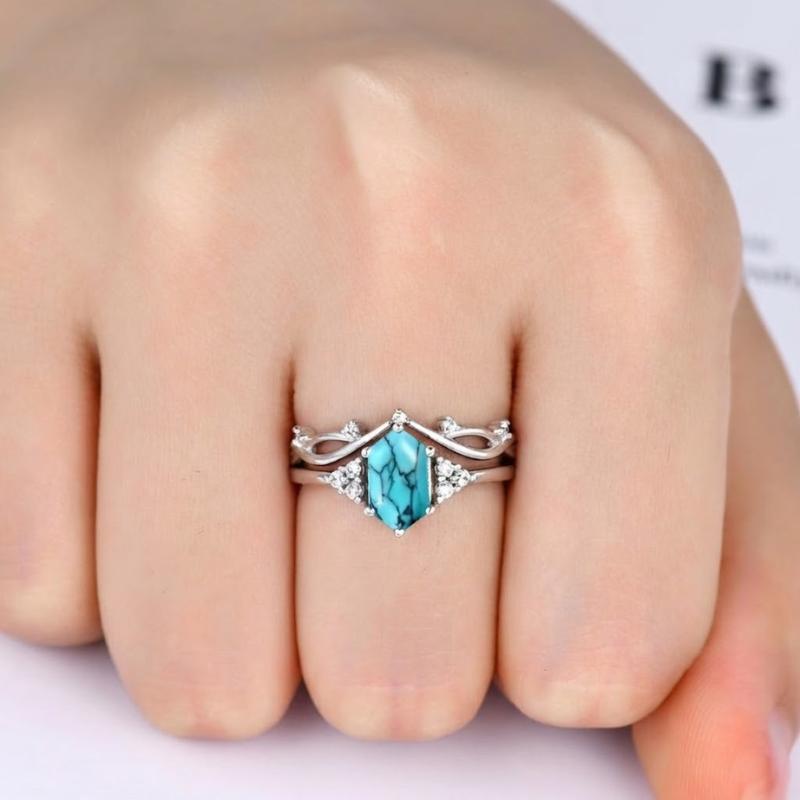 Set de Anillos Elarin Sea Crest | Oro blanco