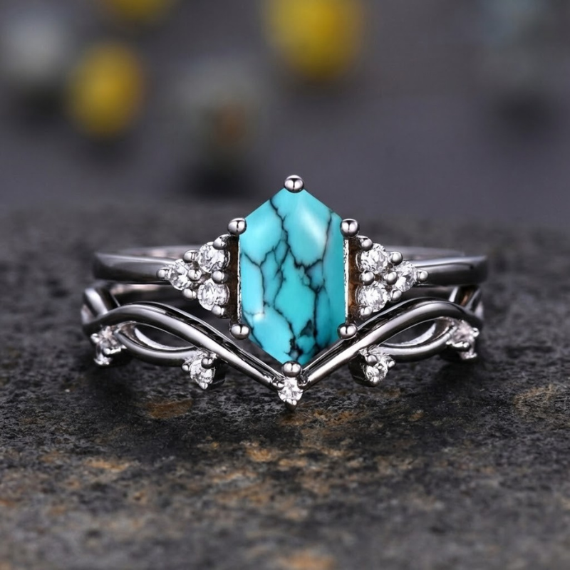 Set de Anillos Elarin Sea Crest | Oro blanco