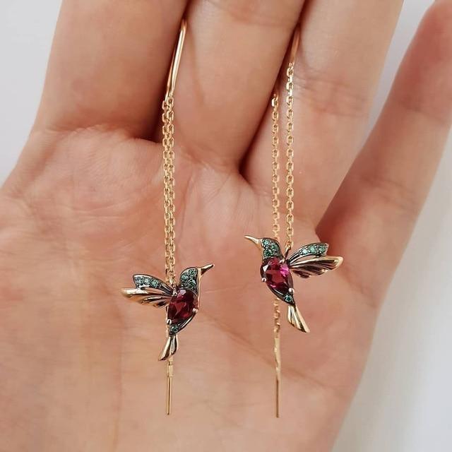Aretes de Esmalte de Circonita Hummingbird | Oro
