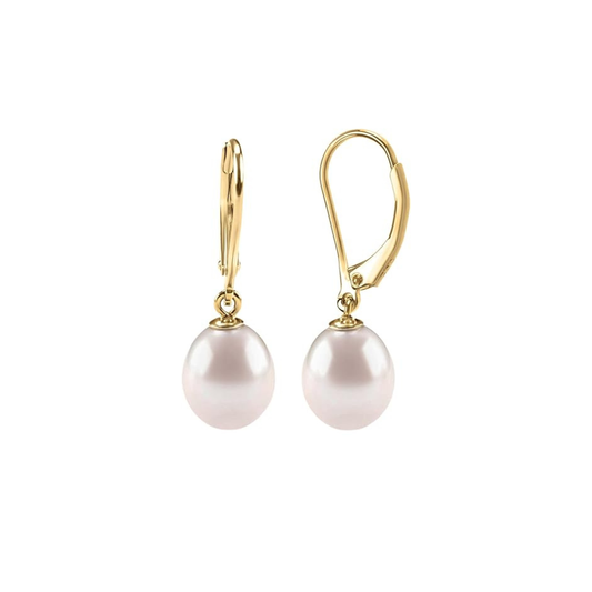 Aretes Colgantes de Perla | Oro
