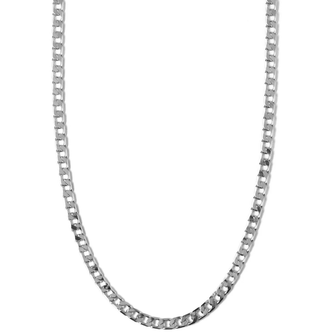 Collar de Cadena Barbada Plana | Oro blanco