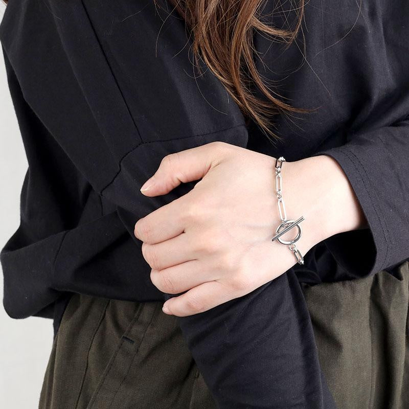 Pulsera de Eslabón con Barra en T | Oro blanco